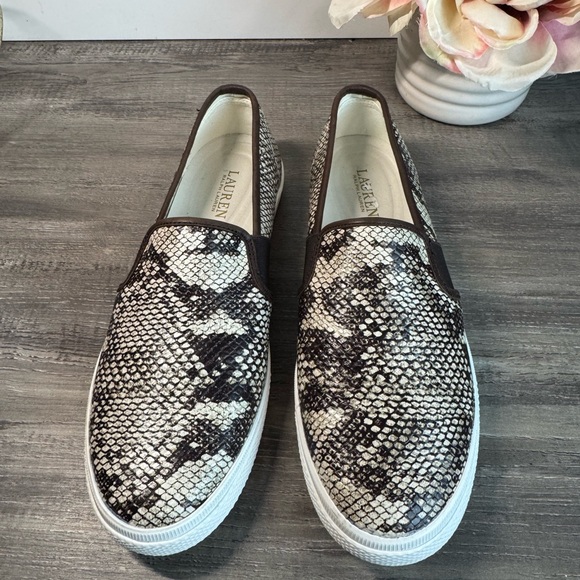 Lauren Ralph Lauren Jinny Snakeskin Slip On Sneakers size 10 IMMACULATE - Picture 3 of 10